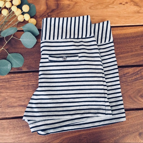 Pants - Gray and Navy Striped Shorts